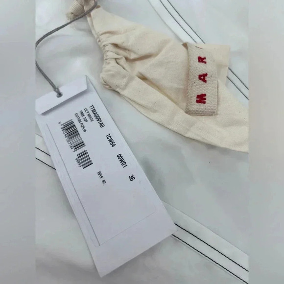 MARNI white 100% cotton Faux Wrap Pleated Peplum top IT 36 US 0 nwt - Picture 2 of 8